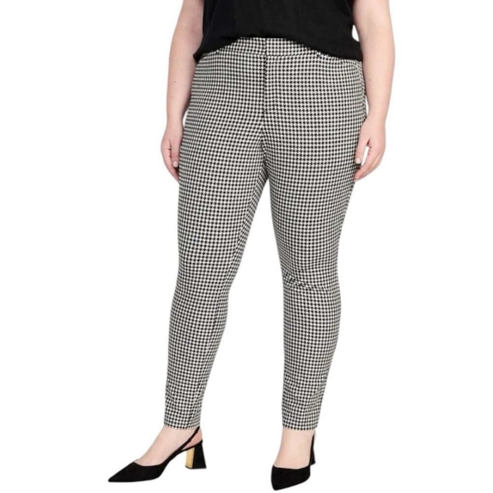 Old Navy Pixie Skinny  High Rise Houndstooth Black White Plus Size 20